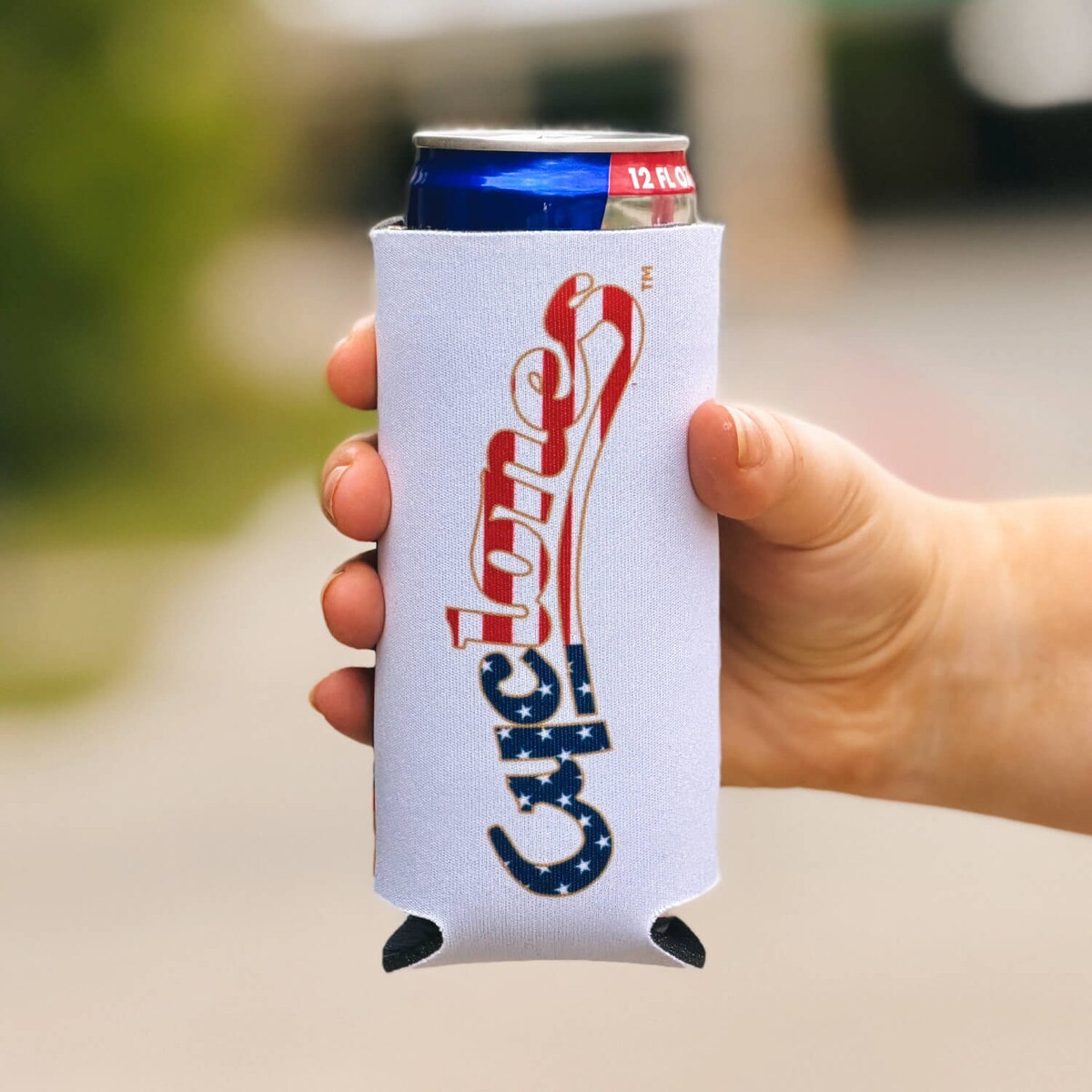 Patriotic I-State Cyclones Script 2-Sided Slim Can Cooler (12oz.)